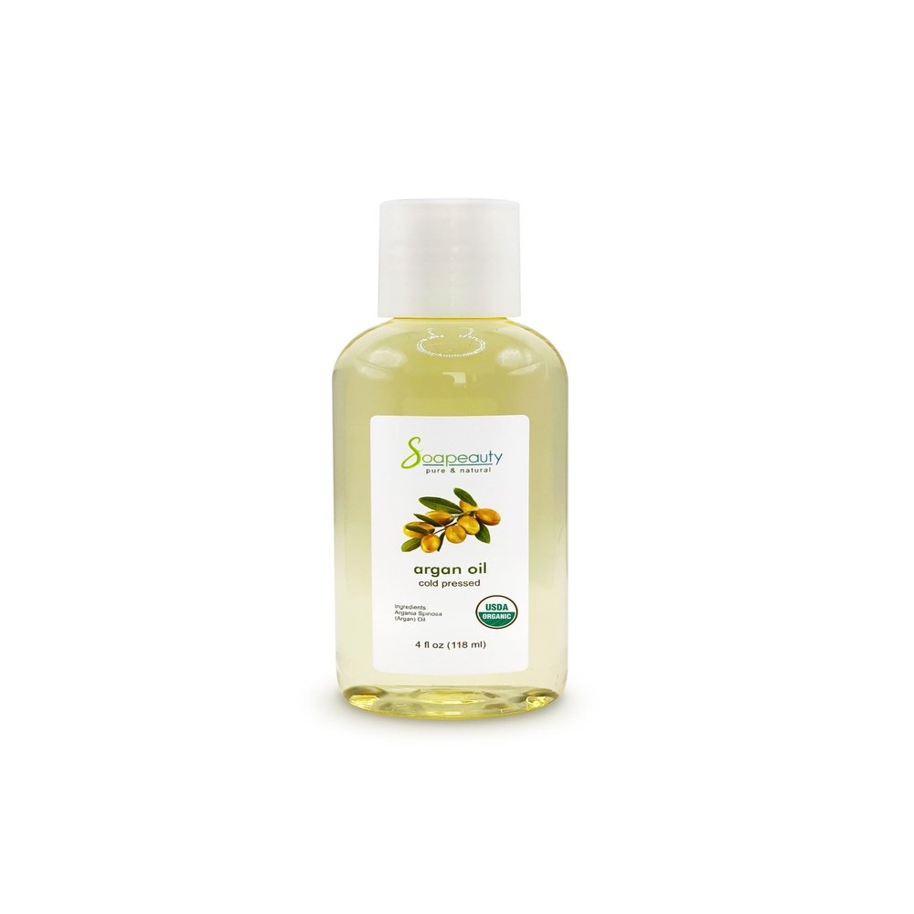 Soapeauty Moroccan Argan Oil Unrefined Cold Pressed USDA Certified Organic | 100% Natural & Pure | Carrier for Essential Oils, Moisturizer for Skin, Body, Face, Hair, Nails - 4 Fl Oz