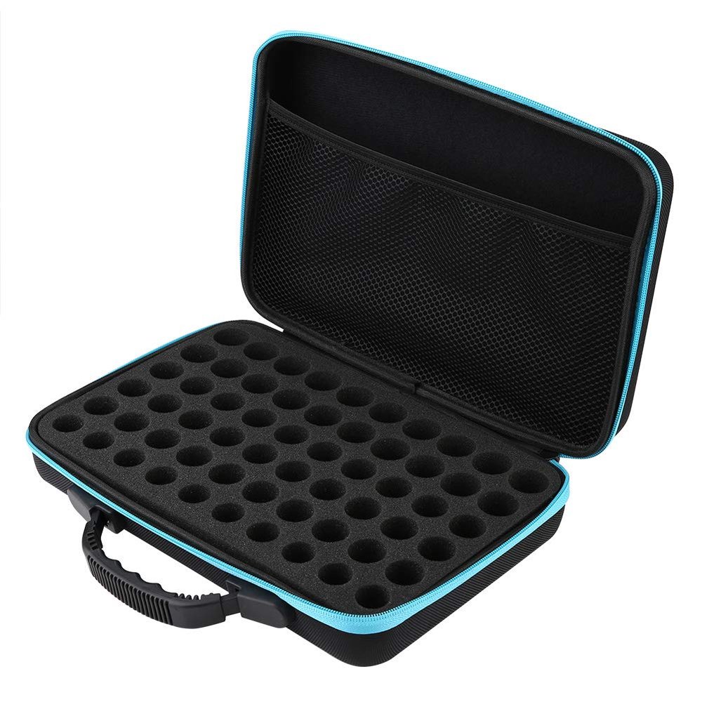 Essential Oil Carrier Bag Case, Essential Oil Carrying Case Hard Shell Case 60 Bottles Suitable For Bottles 5ml,15ml Storage Bag(Bule)