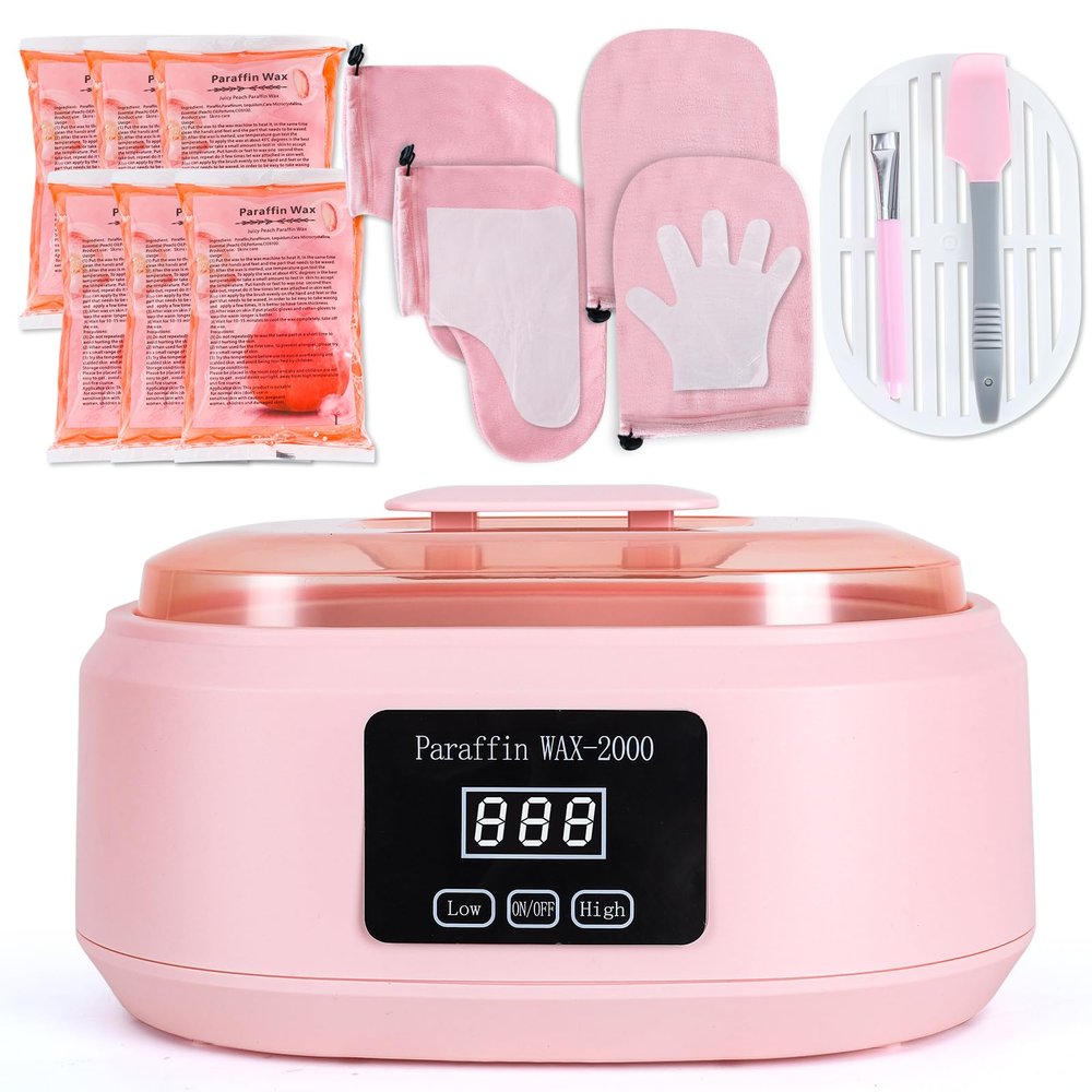 Ananelleo Paraffin Wax Machine for Hand and Feet - 3500ml Hot Wax Hand Wax Machine with 6 Pcs Paraffin Bath Wax, Auto-time and Keep Warm Paraffin Hand Wax Machine(Pink)