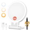 1X/20X Magnifying Mirror with Light, Double Sided Makeup Mirror with Adjustable 3 Color Light, 2000mAh Rechargeable Lighted Magnifying Mirrors with Tweezer, Foldable Travel Mirror with Rotation view 1