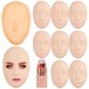 Silicone Mannequin Face Set - 8 Pcs, Practice Face Board, 8 Makeup Brushes for Permanent Makeup & Art Creation view 1