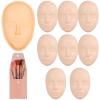 Silicone Mannequin Face Set - 8 Pcs, Practice Face Board, 8 Makeup Brushes for Permanent Makeup & Art Creation view 2