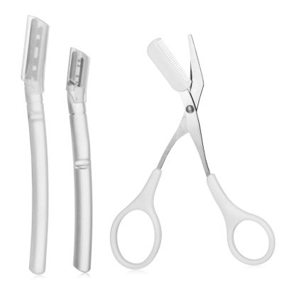 FRCOLOR Eyebrow Grooming Kit Precision Eyebrow Scissors Trimmer Razor for Safe and Flexible Shaping Stylish Transparent Design Beauty Tool for All Users