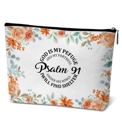 GOLRMC Christian Gifts for Women, Religious Bible Verse Makeup Bag, Faith Over Fear Travel Cosmetic Bag, Toiletry Pouch Gift for Women Birthday Friend Female Friendship Sister Mom A17