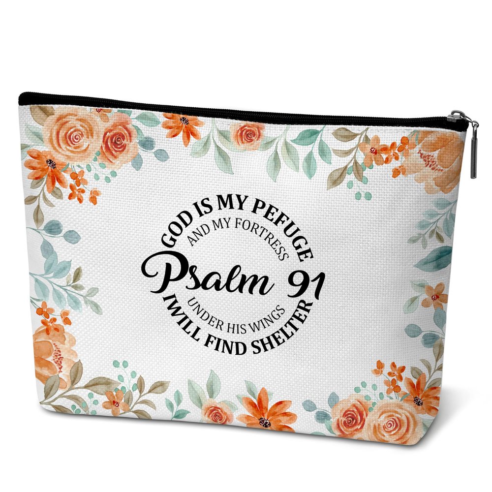 GOLRMC Christian Gifts for Women, Religious Bible Verse Makeup Bag, Faith Over Fear Travel Cosmetic Bag, Toiletry Pouch Gift for Women Birthday Friend Female Friendship Sister Mom A17