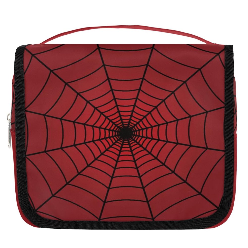 ADTASU Kids Hanging Toiletry Bag for Boys - Waterproof Makeup Cosmetic Dopp Kit Spider Web Shaving Bags for Travel Picnic Camping