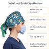 6 Pcs Satin Lined Scrub Caps Women, Surgical Caps for Women, Bouffant Cap with Button and Sweatband, Adjustable Working Hat with Ponytail, Elastic Bandage Tie Back Hats, Nurse Cap for Women Men view 3