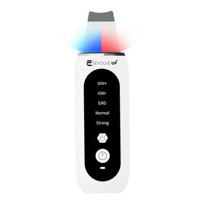 EVOLVE UP Facial Skin Scrubber - Face Cleansing Spatula, Blackhead Remover, Facial Pore Extractor - Portable & Ergonomic Design for Deep Cleansing - 5 in 1 Skincare with Red & Blue Light Stimulation