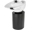 Buy-Rite Paris Pedestal Shampoo Unit with Black Metal Base with Tilting Porcelain Shampoo Bowl, Easy Access Rear Plumbing Door, NIN-030BLACKBASE-WHT (White Bowl) view 1