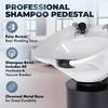 Buy-Rite Paris Pedestal Shampoo Unit with Black Metal Base with Tilting Porcelain Shampoo Bowl, Easy Access Rear Plumbing Door, NIN-030BLACKBASE-WHT (White Bowl) view 2