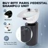 Buy-Rite Paris Pedestal Shampoo Unit with Black Metal Base with Tilting Porcelain Shampoo Bowl, Easy Access Rear Plumbing Door, NIN-030BLACKBASE-WHT (White Bowl) view 4