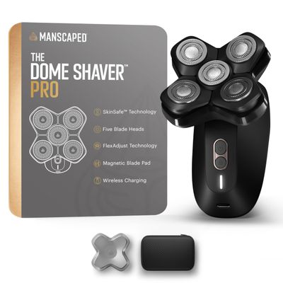MANSCAPED The Dome Shaver PRO Head Shaver for Bald Men Five Rotary Blade Design with SkinSafe & FlexAdjust Technology, Waterproof, USB-C & Wireless Charging Compatible with Travel Lock