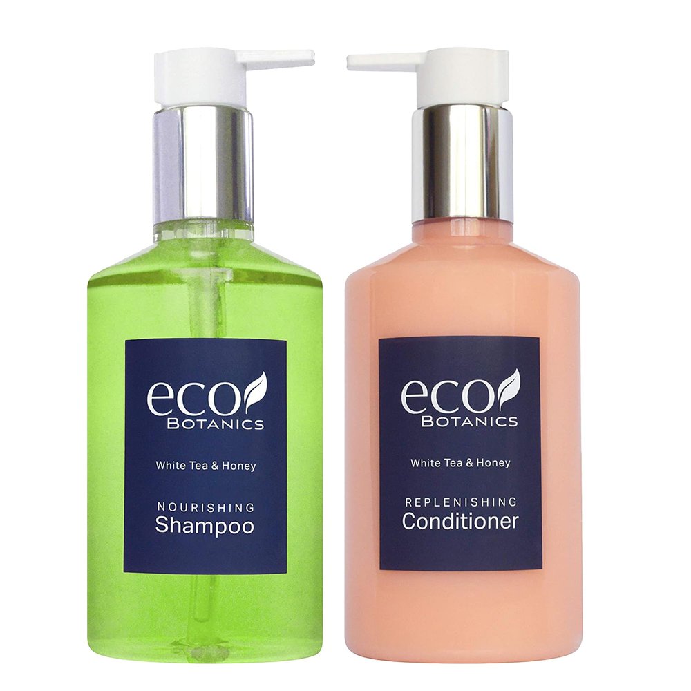 Terra Pure | Eco Botanics Shampoo and Conditioner, White Tea and Honey Retail Size Hotel Amenities, 10.14 oz. (Single)