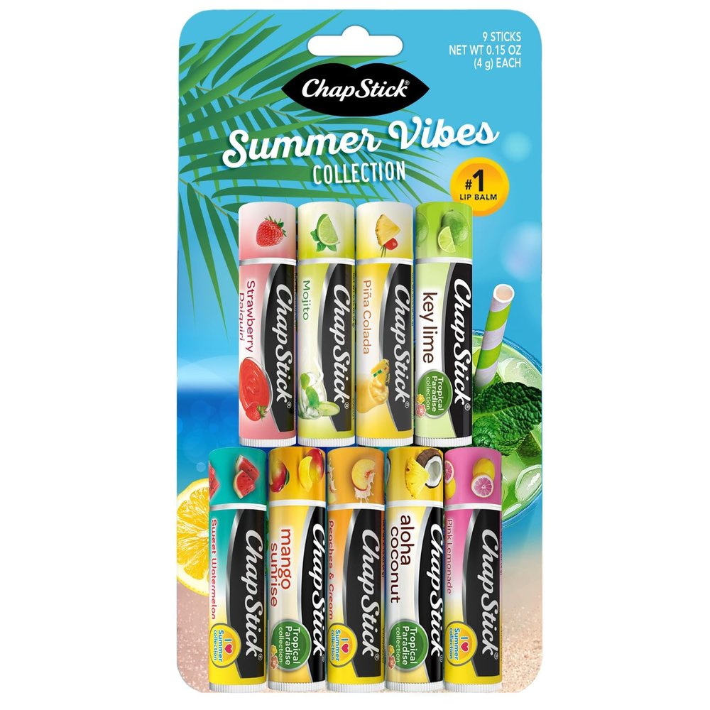 ChapStick Summer Vibes Collection  Tropical Paradise, Mocktail, and I Love Summer Lip Balm Collections, 0.15 Oz Ea (9 Piece Set)