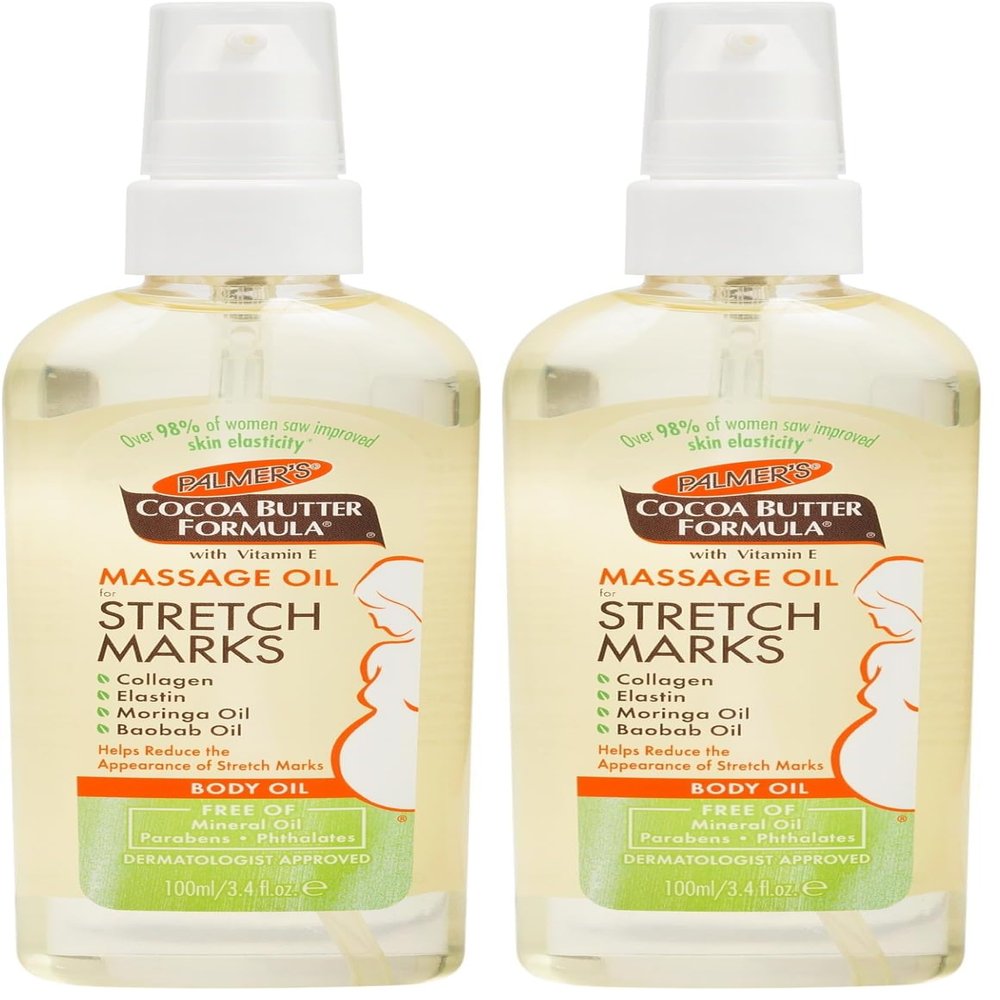 Palmer's Cocoa Butter Formula Massage Oil | For Stretch Marks | Pregnancy Skincare | 3.4 Ounces | Pack of 2