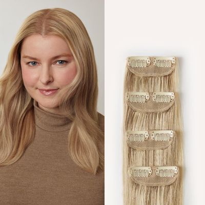 Luxy 100% Remy Human Hair Scalp Hair Fill-Ins - Clip-Ins for Scalp & Part Line Coverage - Natural Coverage for Thinning Areas, Lightweight Mesh Bands 30 grams 12" Dimensional Beige Blonde