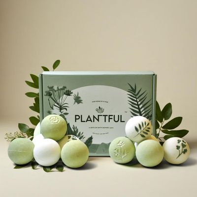 Plantful Organic Handmade Bath Bombs for Women, 12 Gift Sets, Large, Shea Butter Moisturizing, Essential Oils, Bubble Bath for Kids, Perfect Gifts for Women Men, Safe Bath Bombs for Kids