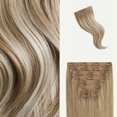Luxy 100% Remy Human Hair, Classic 160g Clip-In Hair Extensions - 10 Wefts Multi-Dimensional Color for Natural Blending, Adds Volume & Length, Easy Apply & Remove 16" Natural Blonde Balayage