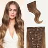 Luxy 100% Remy Human Hair, Classic 160g Clip-In Hair Extensions - 10 Wefts Multi-Dimensional Color for Natural Blending, Adds Volume & Length, Easy Apply & Remove 16" Chestnut Brown Balayage view 1