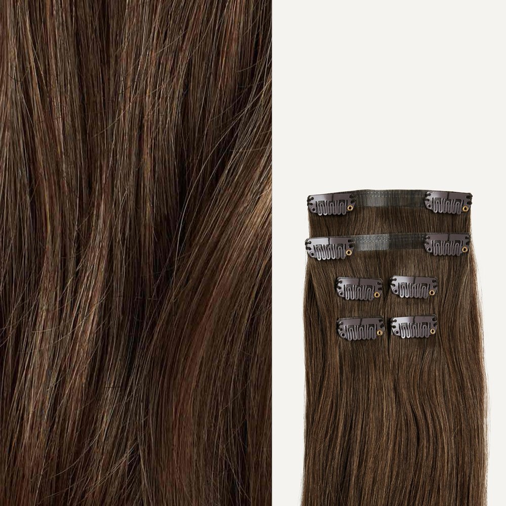 Luxy 100% Remy Human Hair Extensions for Thin Hair Thinning Hair Fill-Ins  6 Seamless Wefts Multi-Dimensional Color Blend - Natural-Looking Volume & Coverage 95 grams 20" Neutral Brown Thinning