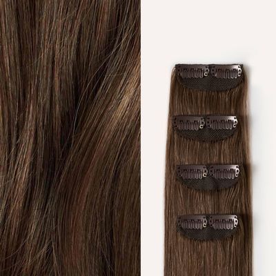 Luxy 100% Remy Human Hair  Scalp Hair Fill-Ins - Clip-Ins for Scalp & Part Line Coverage - Natural Coverage for Thinning Areas, Lightweight Mesh Bands 40 grams 16" Neutral Brown Scalp