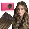 WENNALIFE Invisi Edge Clip in Hair Extensions Real Human Hair, 14 Inch 130g 9pcs Balayage Chocolate Brown to Caramel Blonde Seamless Clip in Extensions Remy Hair Clip Ins Invisible Skin Weft Straight view 1