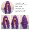 mengli-99 Wigs for Women Dark Purple Synthetic Wig with Bangs for Women, Super Long Body Wavey Hair Wigs Soft Breathable Heat Resistent Fiber Wigs for Daily Cosplay Party Wig for Daily Party Use view 2
