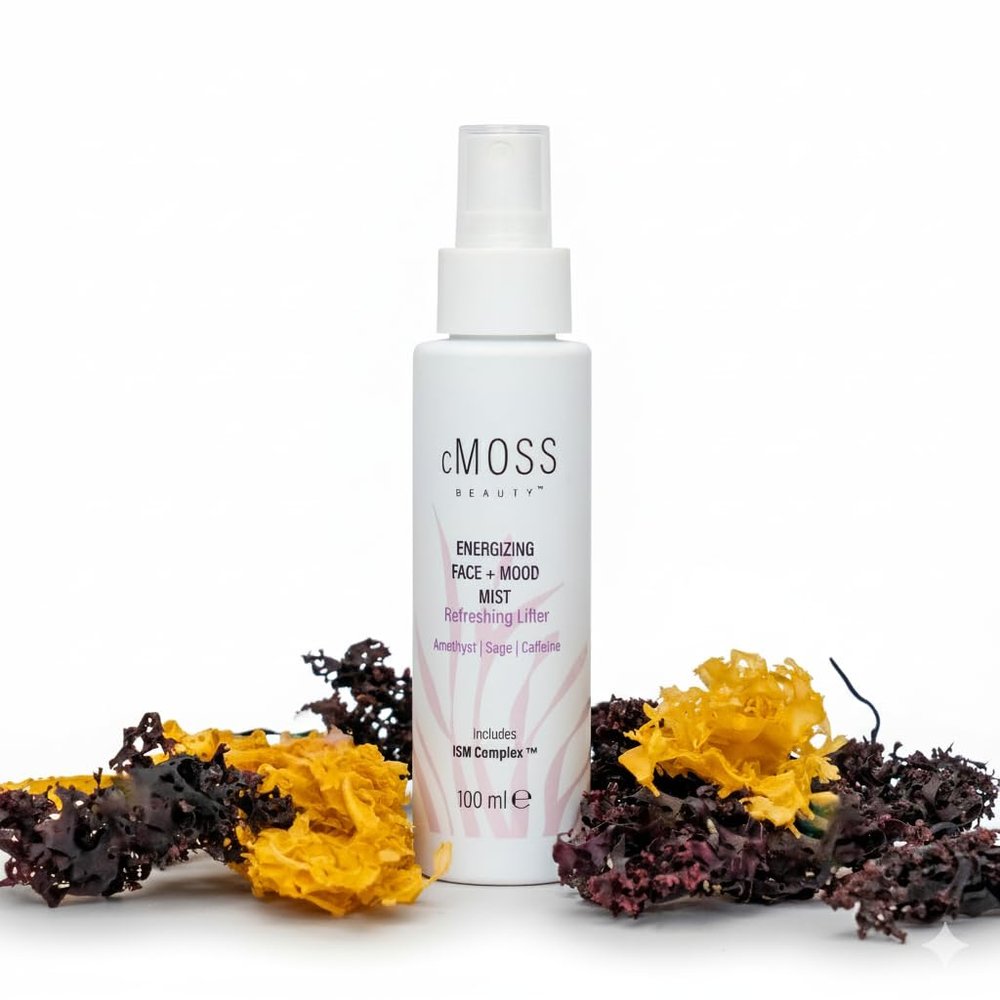 cMOSS BEAUTY Sea Moss Infused Face and Mood Lifting Mist with Real Amethyst, Caffeine, Sage, and Hyaluronic Acid to Tighten, Brighten Skin and Calm Emotions