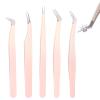 Rnodoilkfly 5 Pcs Lash Extension Tweezers, Lash Tweezers for Eyelash Extension, Straight and Curved Eyelash Tweezers, For Professional Eyelash Extension Artists, Girls, Women, Beginners view 1