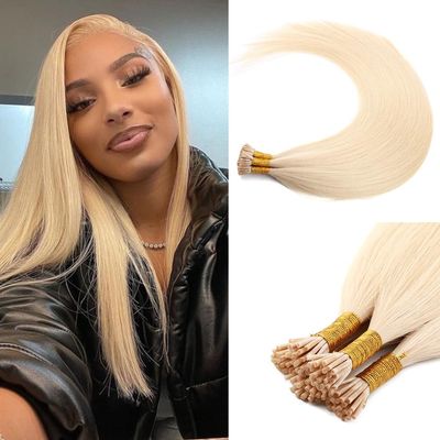 100G/Pack Human Hair I-Tip Hair Extensions I Tips Hair Extensions Real Human Hair for Black Women Straight 22" #613 Color