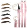 2Pcs Microblading Eyebrow Pen, Long-Lasting Waterproof Eyebrow Pencil with 4-Fork-Tip for 3D Realistic Brow, Easily Create Natural Hair-Like Brow Last All-Day, Eye Brow Pencils for Women -Light Brown view 1