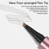 2Pcs Microblading Eyebrow Pen, Long-Lasting Waterproof Eyebrow Pencil with 4-Fork-Tip for 3D Realistic Brow, Easily Create Natural Hair-Like Brow Last All-Day, Eye Brow Pencils for Women -Light Brown view 3