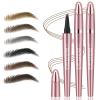 2Pcs Microblading Eyebrow Pen, Long-Lasting Waterproof Eyebrow Pencil with 4-Fork-Tip for 3D Realistic Brow, Easily Create Natural Hair-Like Brow Last All-Day, Eye Brow Pencils for Women -Dark Brown view 1
