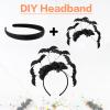 2 Pcs Non Slip Padded Headband Wide Suede Solid Hairband Headbands for Women Trendy Cute Hairband Elastic Hair Accessories Head Band for DIY Costume Girl Fall Wash Face Sister Party Ceremony Christmas view 4