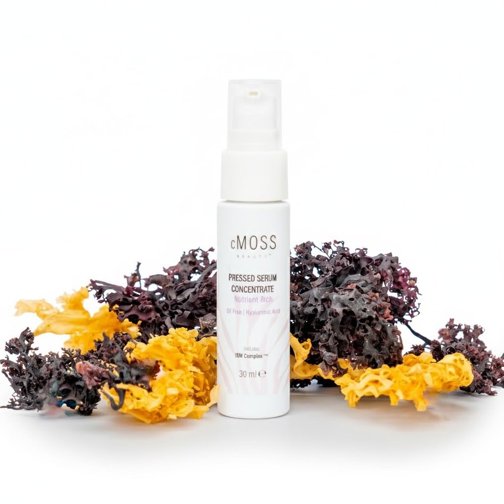 cMOSS BEAUTY Sea Moss Infused Pressed Serum Concentrate with Hyaluronic Acid, Oil-Free, Vegetable Ceramides, and Vitamins A,C,E to Plump and Tighten Skin