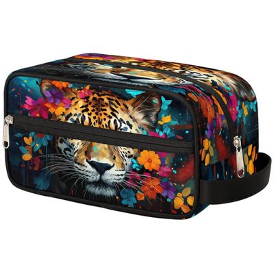 Colorful Flower Tiger Toiletry Bag for Women Hanging Travel Toiletry Bag Large Makeup Bag Travel Cosmetic Bag Dopp Kit for Men Shaving Bag for Travel Accessories