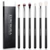 Eye Makeup Brush Set, 6 Pcs Professional Blending Eyeshadow Makeup Brushes for Concealer Eyebrows Eyeliner, Soft Hairs & Wood Handle (black and silver) view 1