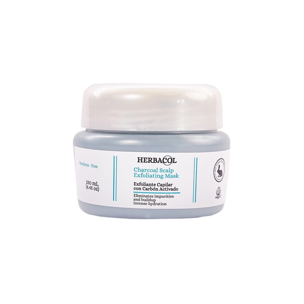 Herbacol Charcoal Hair Scalp Exfoliating Mask | Cleanses Scalp and Removes Dead Skin cells | 8.45 fl oz.