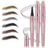 2Pcs Microblading Eyebrow Pen, Long-Lasting Waterproof Eyebrow Pencil with 4-Fork-Tip for 3D Realistic Brow, Easily Create Natural Hair-Like Brow Last All-Day, Eye Brow Pencils for Women -Black view 1