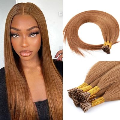 100G/Pack Human Hair I-Tip Hair Extensions I Tips Hair Extensions Real Human Hair for Black Women Straight 16" #8 Color