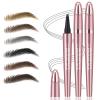 2Pcs Microblading Eyebrow Pen, Long-Lasting Waterproof Eyebrow Pencil with 4-Fork-Tip for 3D Realistic Brow, Easily Create Natural Hair-Like Brow Last All-Day, Eye Brow Pencils for Women -Gray view 1