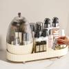 360 Rotating Makeup Organizer: Makeup Storage Organizer with Dustproof Lid Rotatable Makeup Brush Holder Case Waterproof Cosmetic Display Case for Vanity Desktop Bathroom Countertop view 4