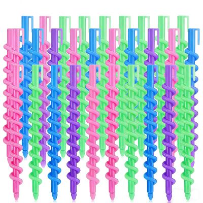 26 Pack 6 Inch/15cm Plastic Spiral Perm Rods with C Ring Clips, No Heat Hair Curling Rods Random Colors