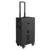GOSHET Professional Rolling Makeup Train Case, 360 Swivel Wheels Multi-functional Cosmetic Trolley Hairdressers Salon Cosmetic Trolley Organizer Box for Nail Technicians Hairstylist (Black) view 4