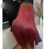 #1b99J Straight Ombre Human Hair Wigs Brazilian Remy Deep Part 13x6 HD Transparent Lace Front Wig Dark Red For Black Women Pre Plucked Natural Hairline Wig 150% Density 16Inch view 4