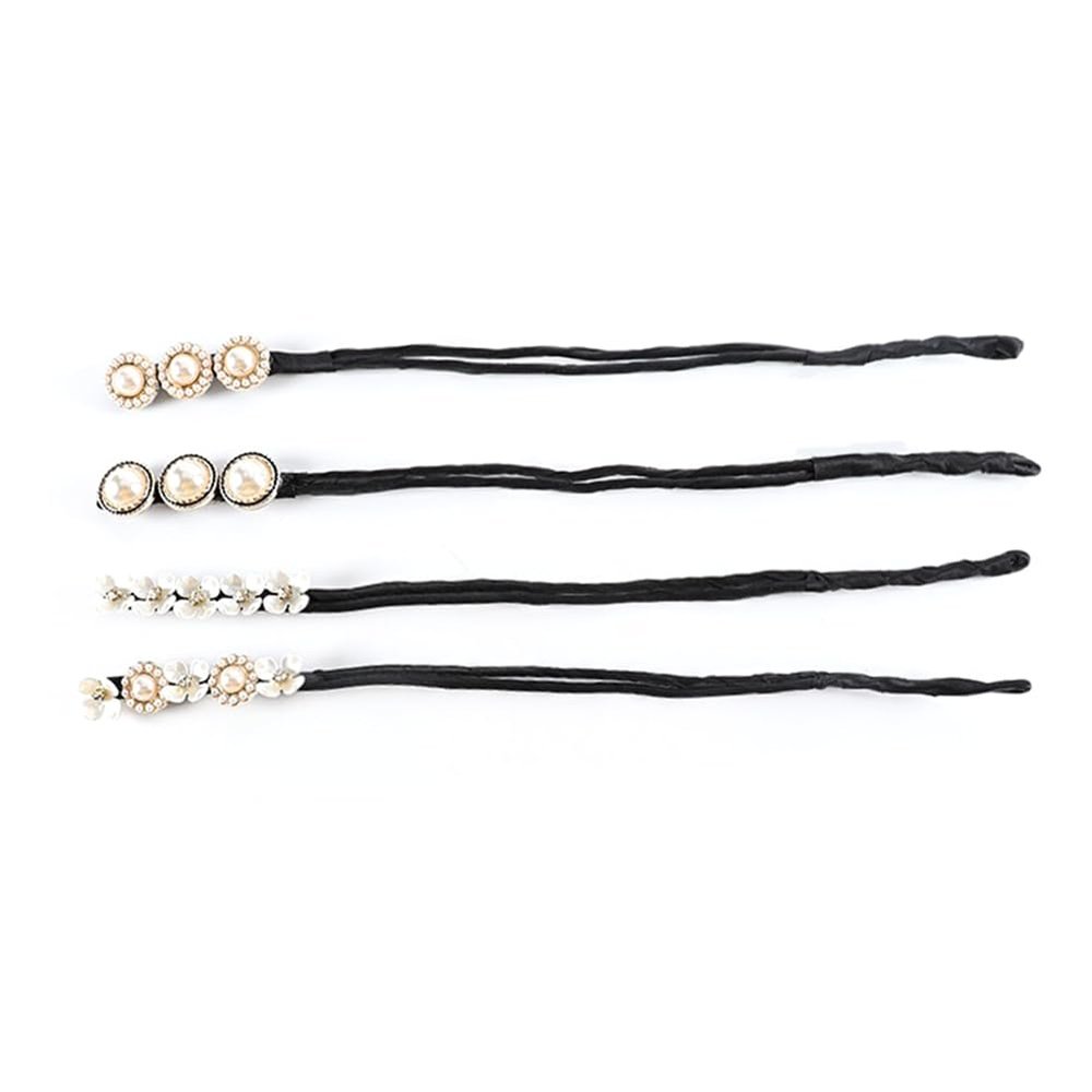 4 Pieces Hair Bun Maker Lazy Hair Curler Shining Flowers Maker Magic Donut Hair Bun Maker Elegant Pieces Hair Twister French Hairstyle Twist Bun Hair Accessories for Girls Hair DIY Hair Bun