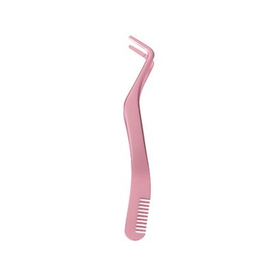 Hair Removal Tweezers Stainless Steel False Eyelashes Tweezers Applicator Clip False Eyelashes Wearer With Comb Curved Straight Makeup Tools for Girls Tweezers (One Color)