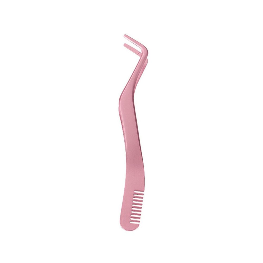 Hair Removal Tweezers Stainless Steel False Eyelashes Tweezers Applicator Clip False Eyelashes Wearer With Comb Curved Straight Makeup Tools for Girls Tweezers (One Color)