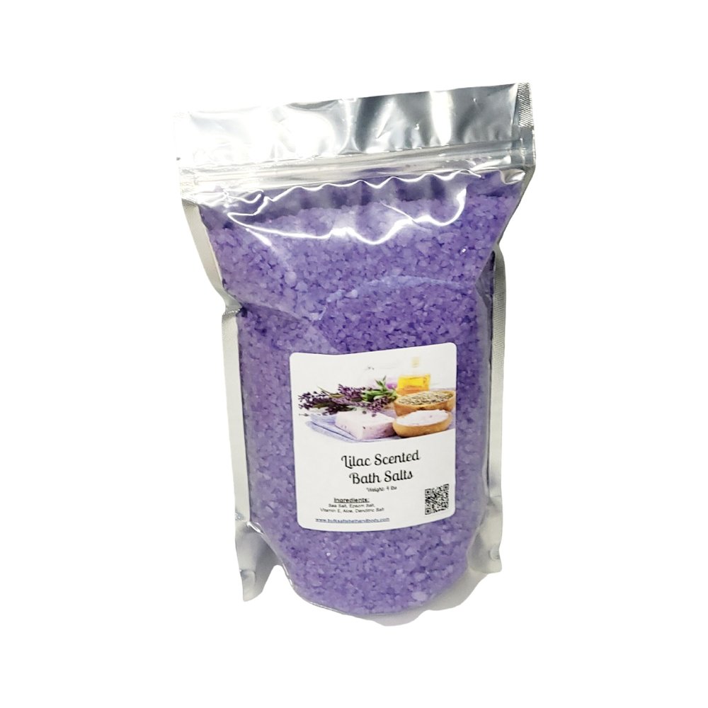 Bath Salts | 4lb Bag (64oz.) | Choose Your Scent | Epsom Salt | Sea Salt| Bathing | Body Care | Beauty | Relaxation | Spa | Pedicure | Manicure | Soak (Lilac)