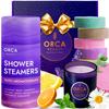 Orca Beauty 8-Pcs Shower Steamers Aromatherapy & Scented Candle - Birthday Self Care Relaxation Gifts for Women, Pampering Shower Bombs Aromatherapy, Spa Day Essentials, Christmas Purple Gift Bundle view 1